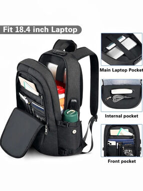 AMBOR Antitheft Travel Laptop Backpack with USB and Headphone Port- dark slate g